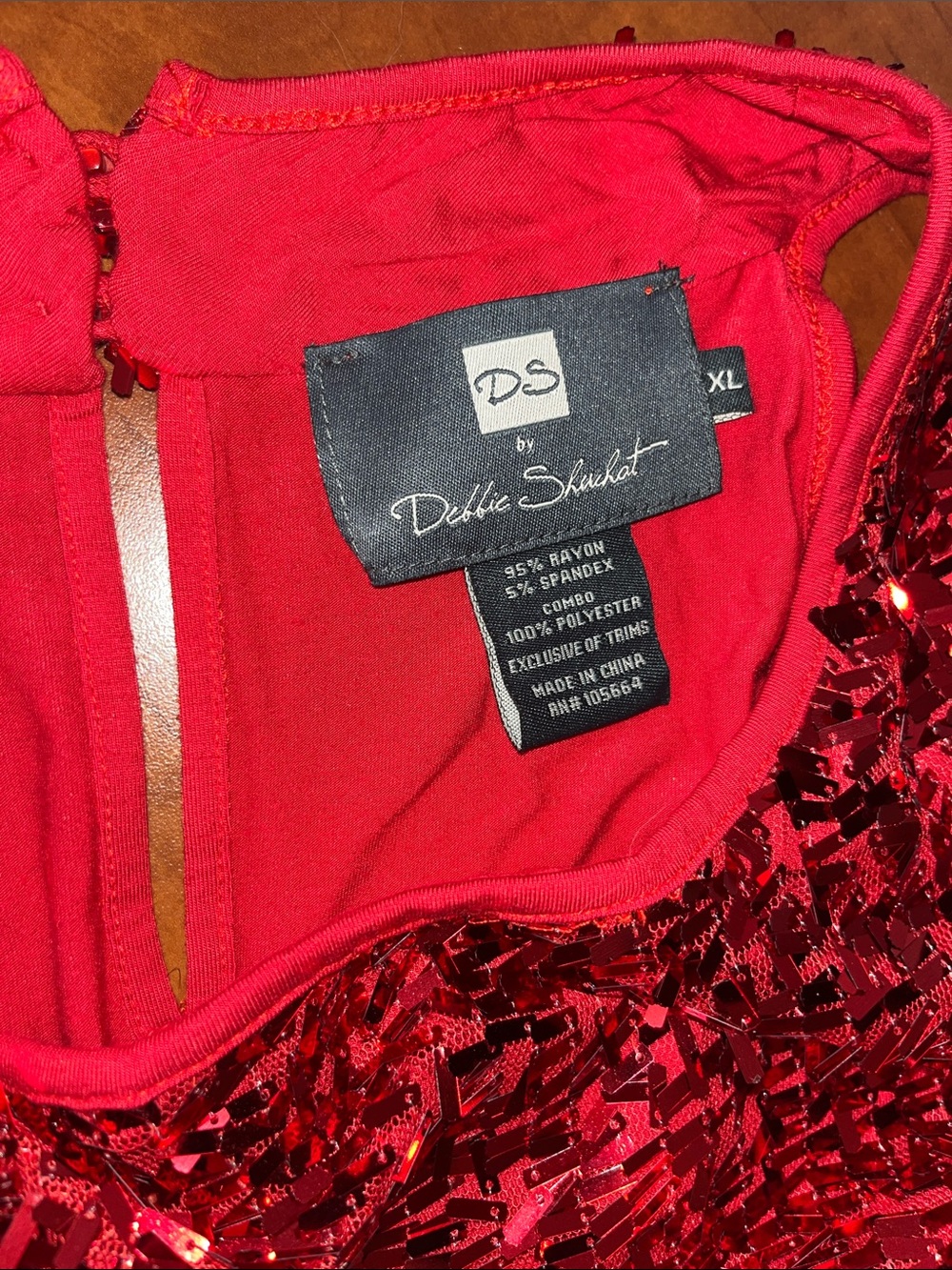 BOTH Sequin Party Tops Red & Silver Confetti Sequins Club Wear Drape Neck - Picture 15 of 15